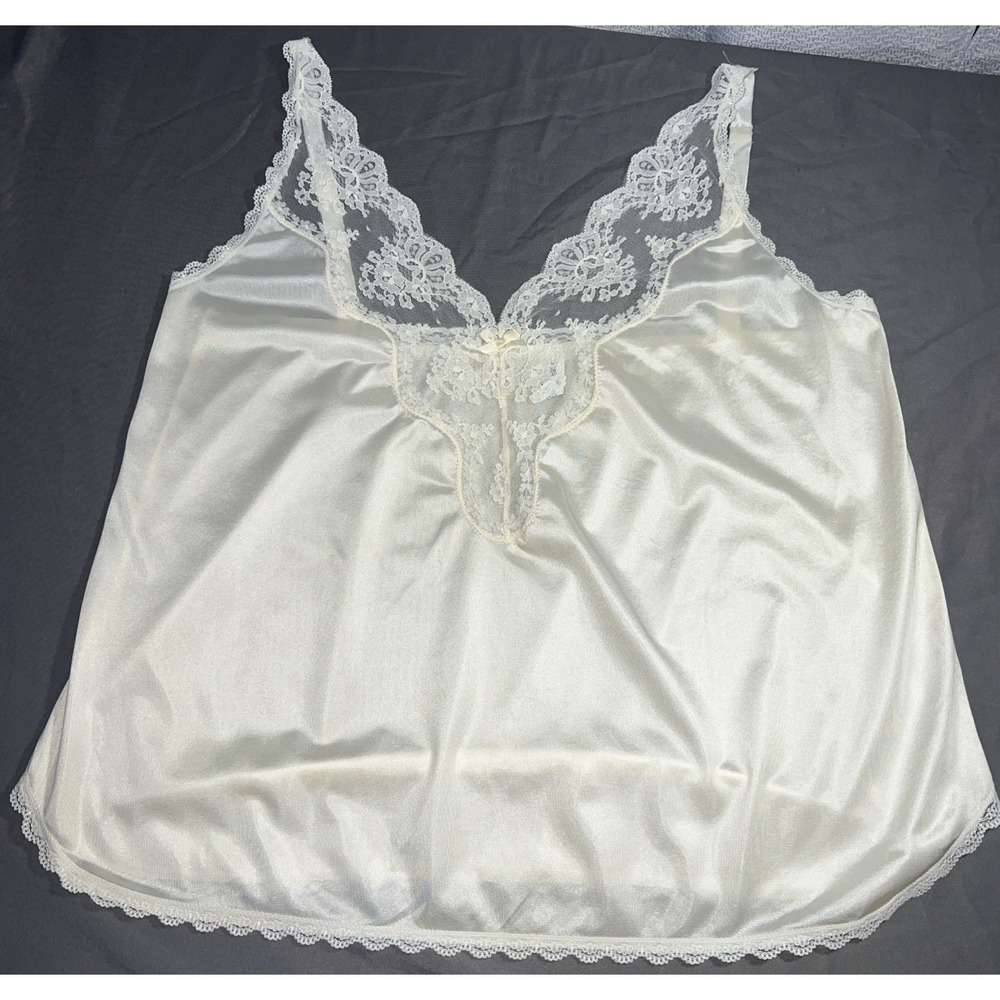 Vintage Enhance By Bestform Lace Trim Tank Top Lingerie Women's Size 36